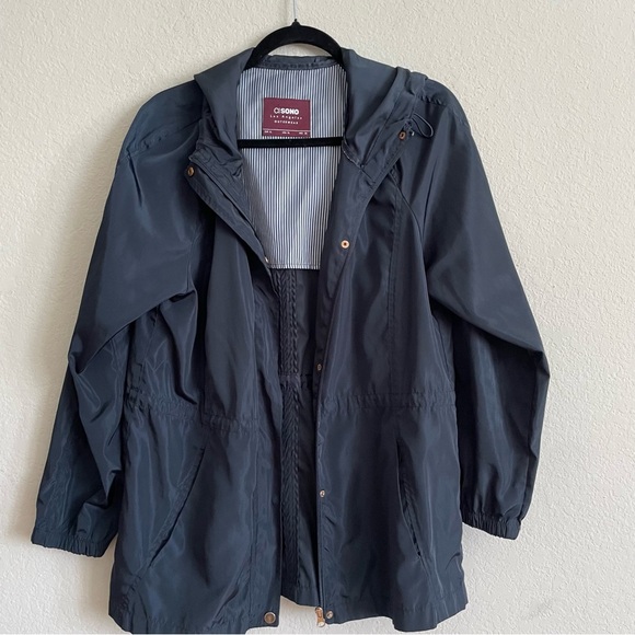 Ci Sono Striped Outerwear lightweight jacket size XL navy waist cinch winter - Picture 2 of 8